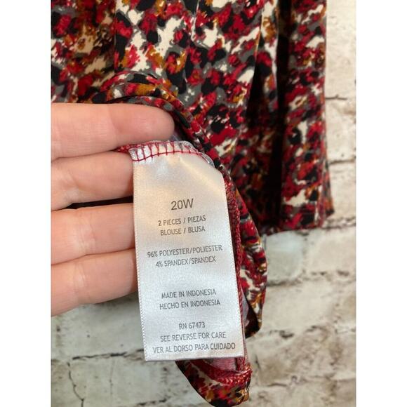 Julian Taylor Top Womens 20W Red & Rust Animal Print Cowl Neck Stretch Plus - Picture 12 of 13